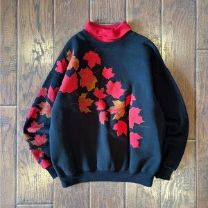 Vintage 1992 Maple Leaves Turtleneck Sweater
